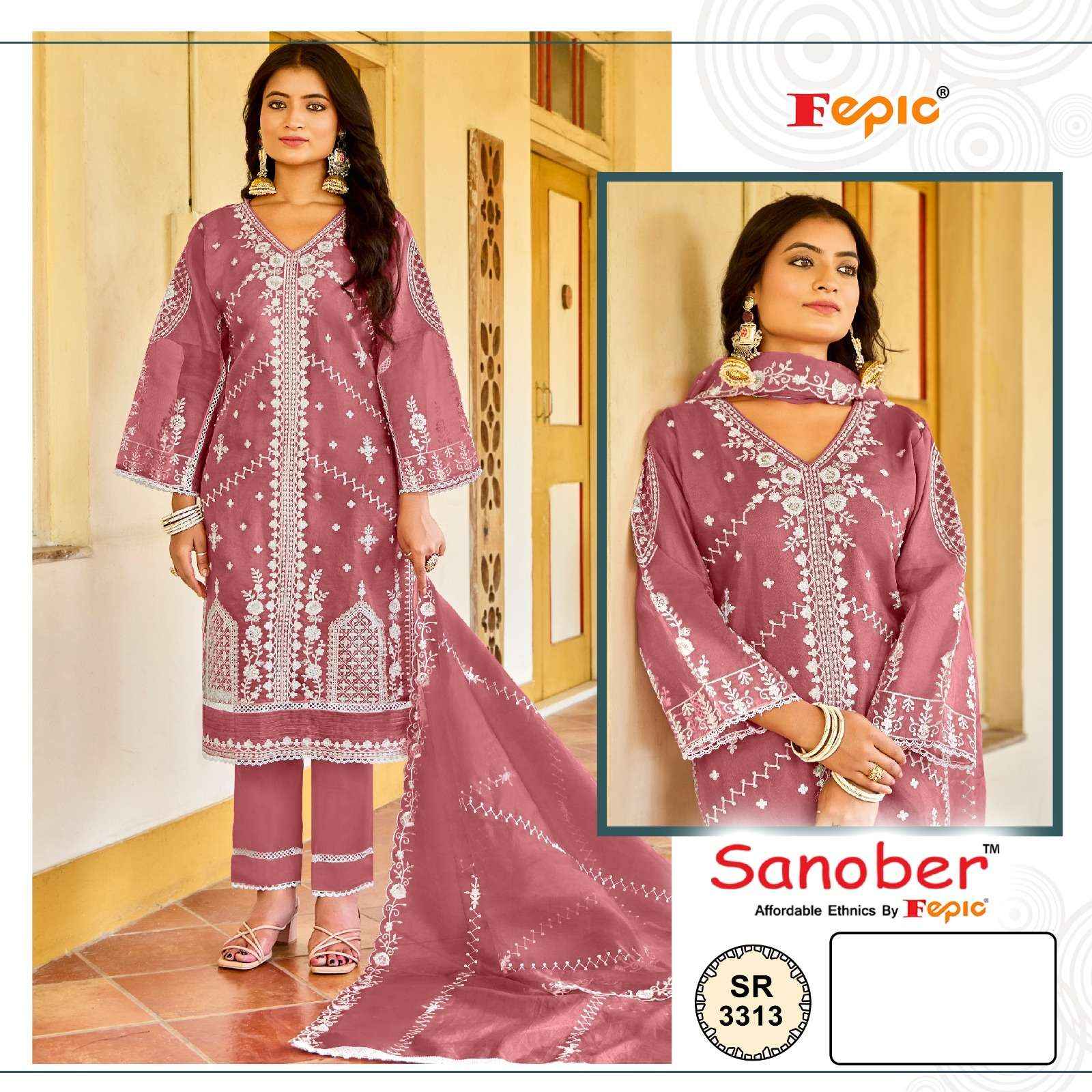 Fepic Sanober Sr 3313 Organza Dress Material 4 pcs Catalogue
