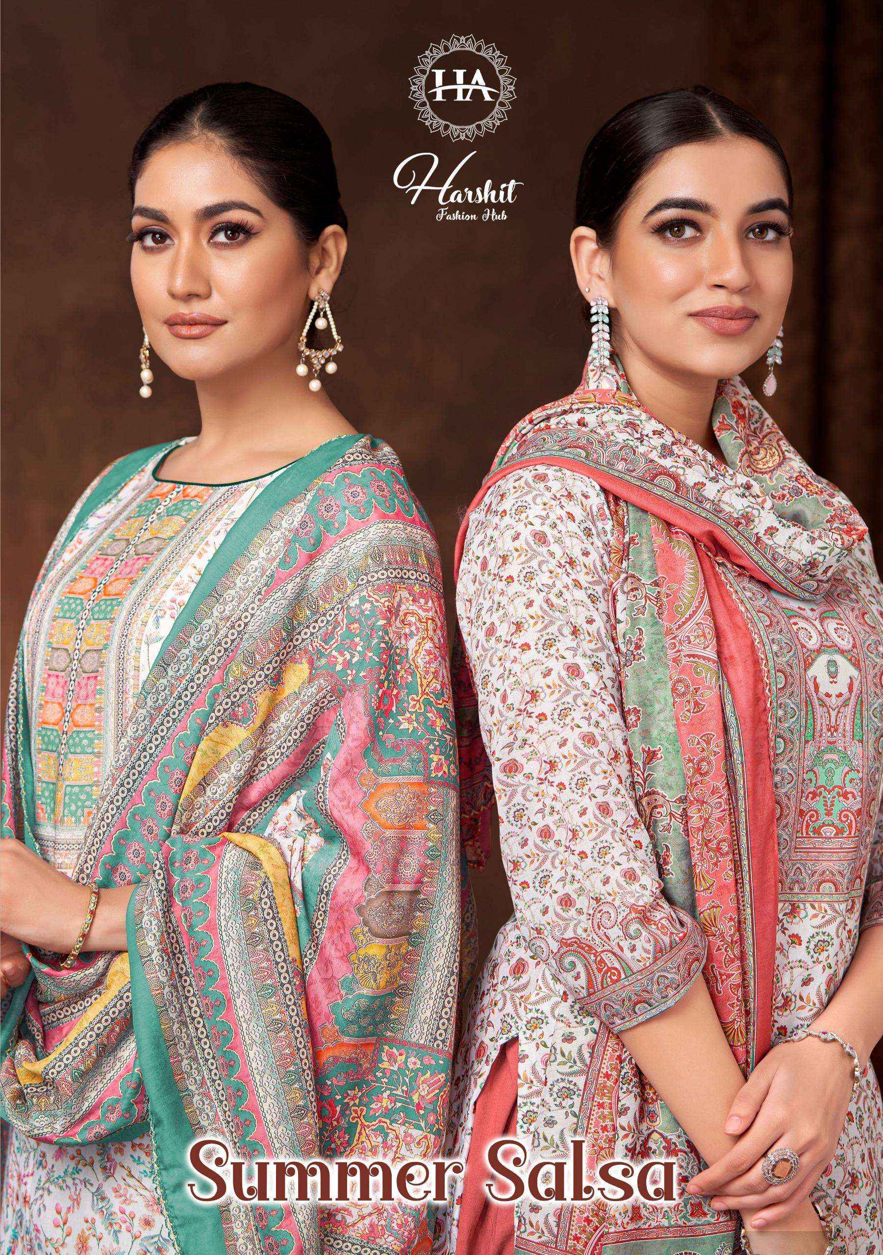 Harshit Fashion Summer Salsa Cambric Cotton Dress Material 8 pcs Catalogue