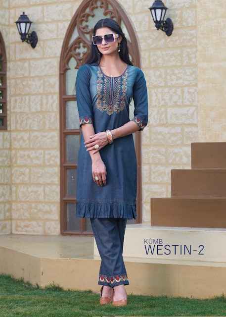 Seriema Kumb Westin Vol 2 Denim Cotton Kurti With Bottom 6 pcs Catalogue
