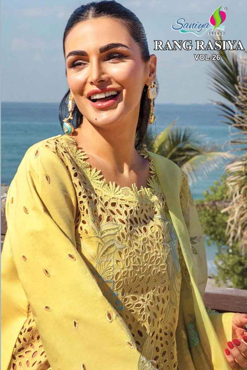 Saniya Trendz Rang Rasiya Vol 26 Chikankari Cotton Dress Material 4 pcs Catalogue