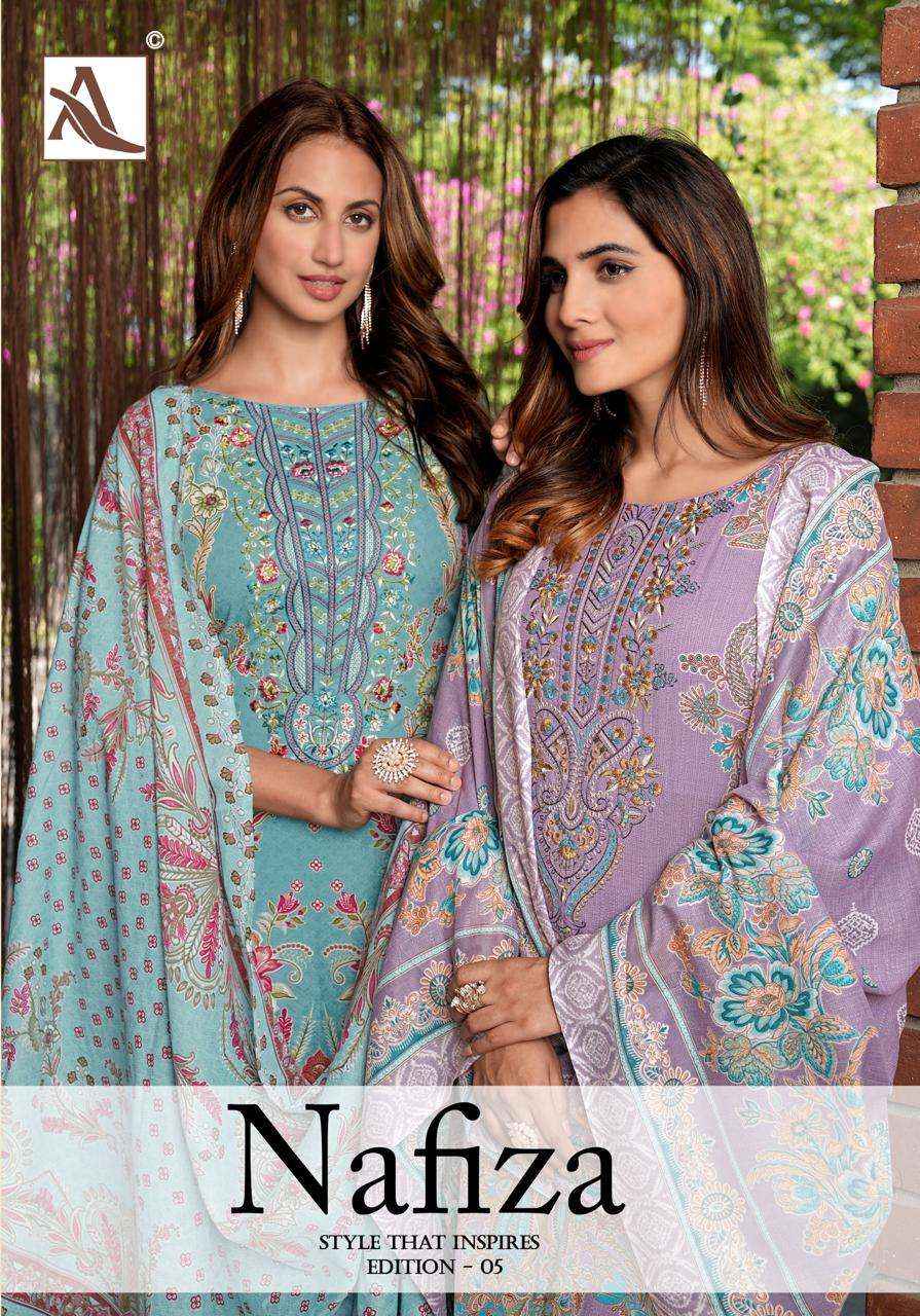 Alok Nafiza Editon 5 Cambric Cotton Dress Material 8 pcs Catalogue