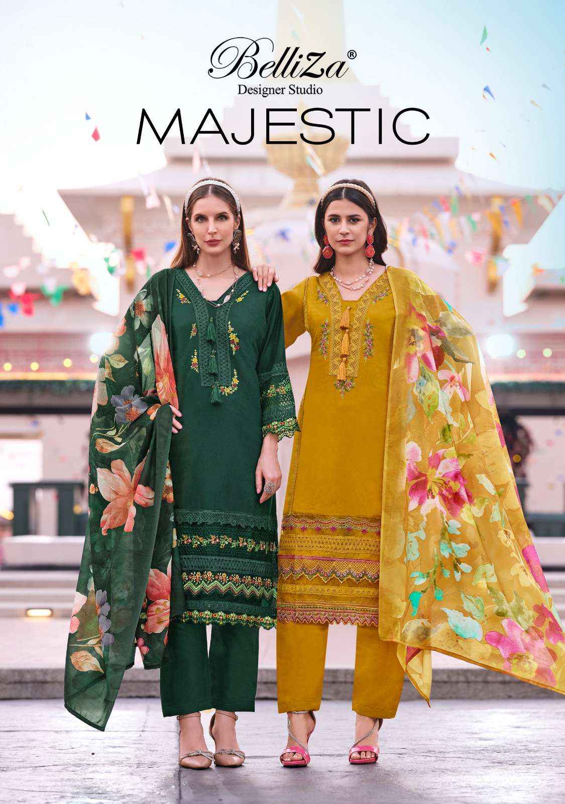 Belliza Majestic roman Silk Dress Material 6 pcs Cataloge