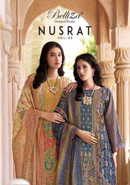 Belliza Nusrat Vol 5 Viscose Musline Dress Material 6 pcs Catalogue