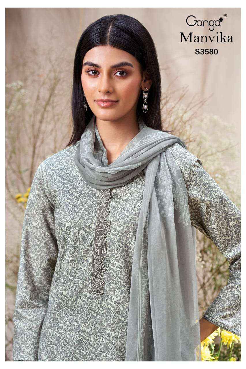 Ganga Manvika 3580 Cotton Dress Material 4 pcs Catalogue