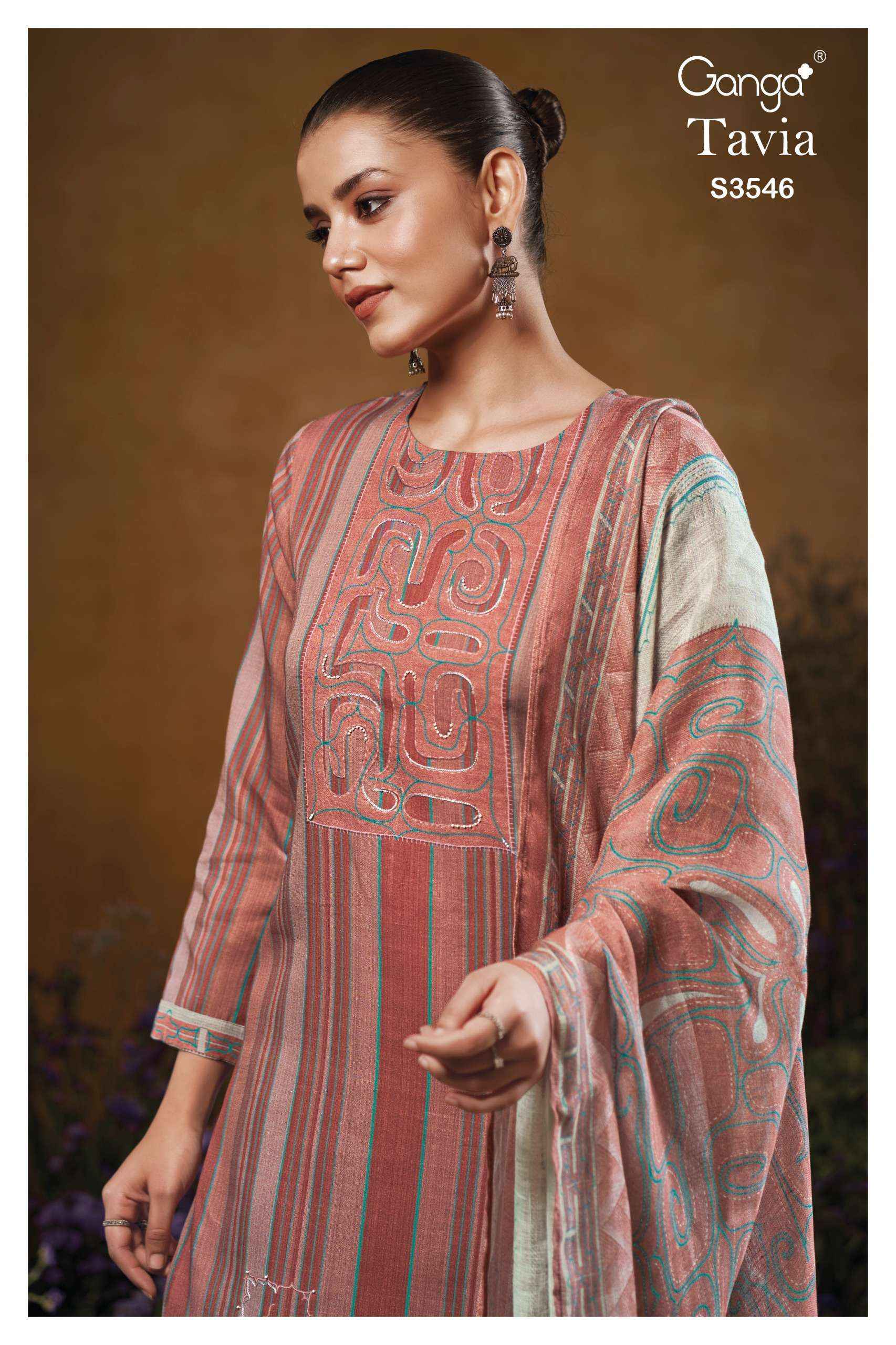 Ganga Tavia 3546 Cotton Dress Material 4 pcs Catalogue