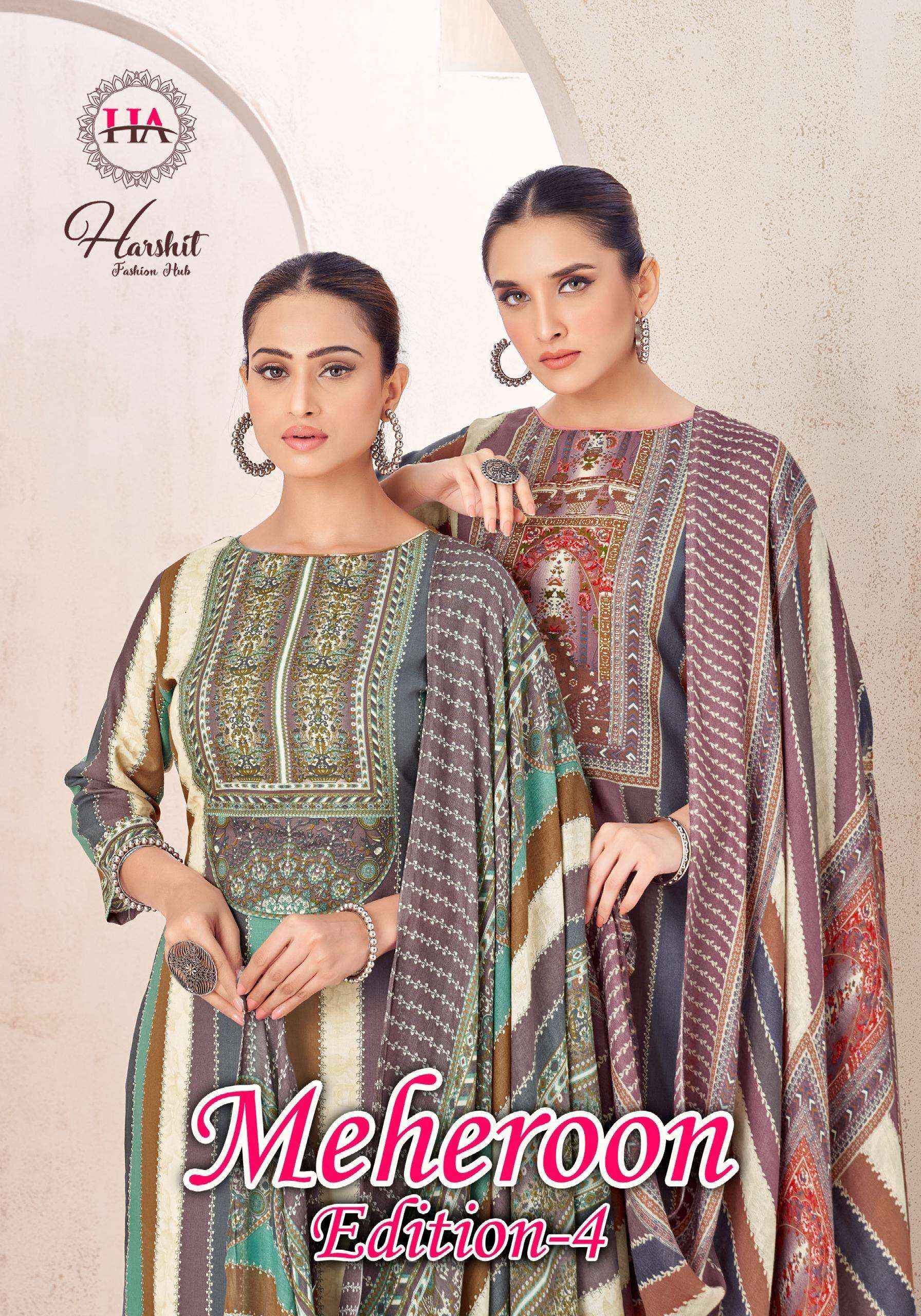 Harshit Fashion Meheroon Edition 4 Viscouse Dress Material 6 pcs Catalogue