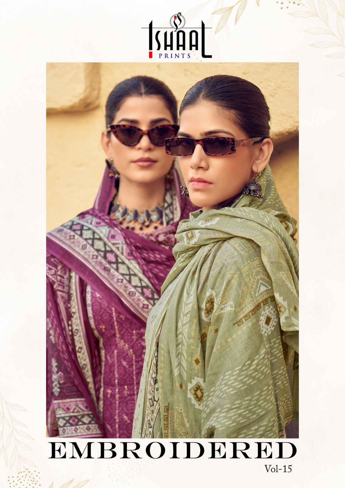 Ishaal Embroidered Vol 15 Lawn Cotton Dress Material 10 pcs Catalogue