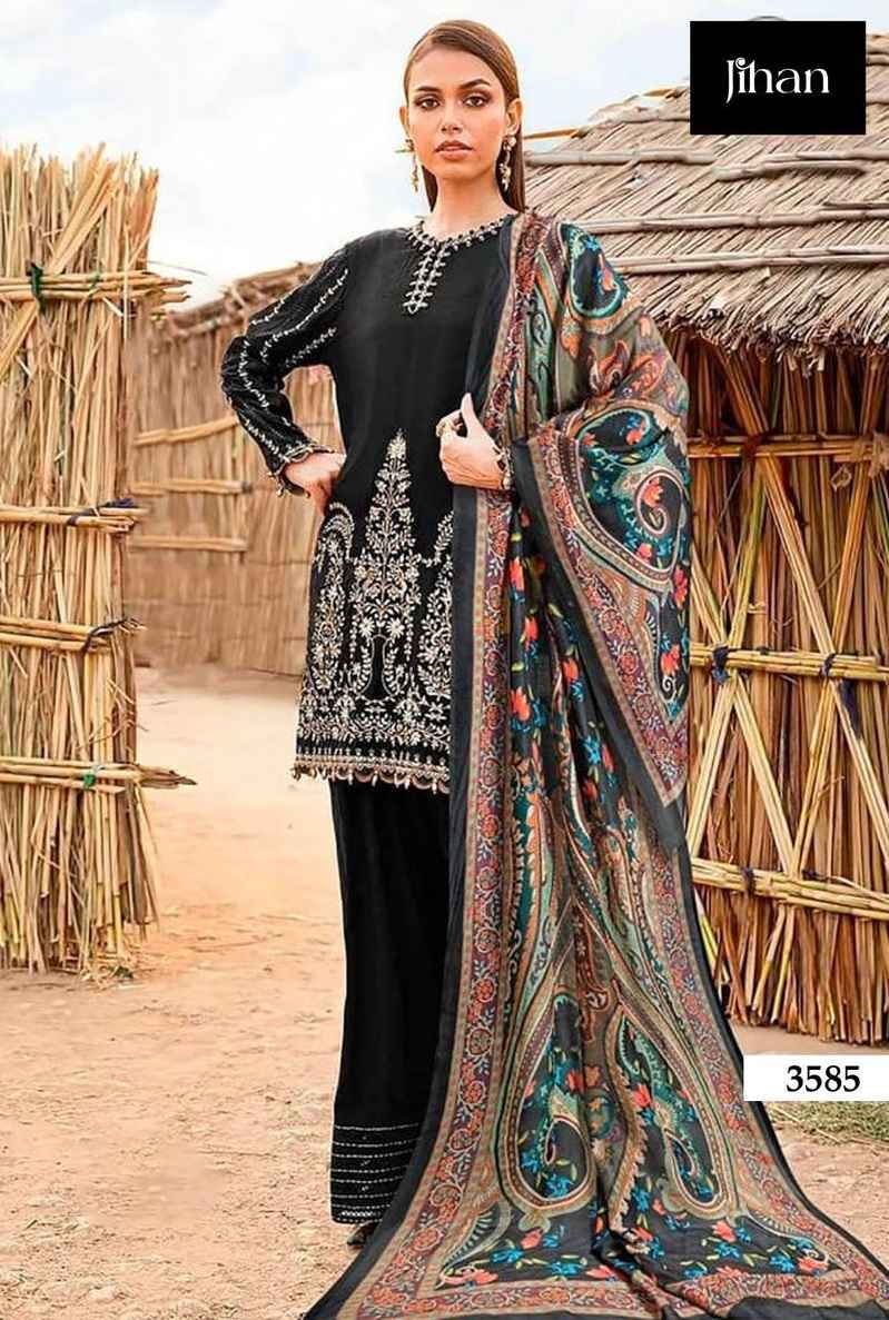 Jihan 3585 Rayon Cotton Dress Material 5 pcs Catalogue