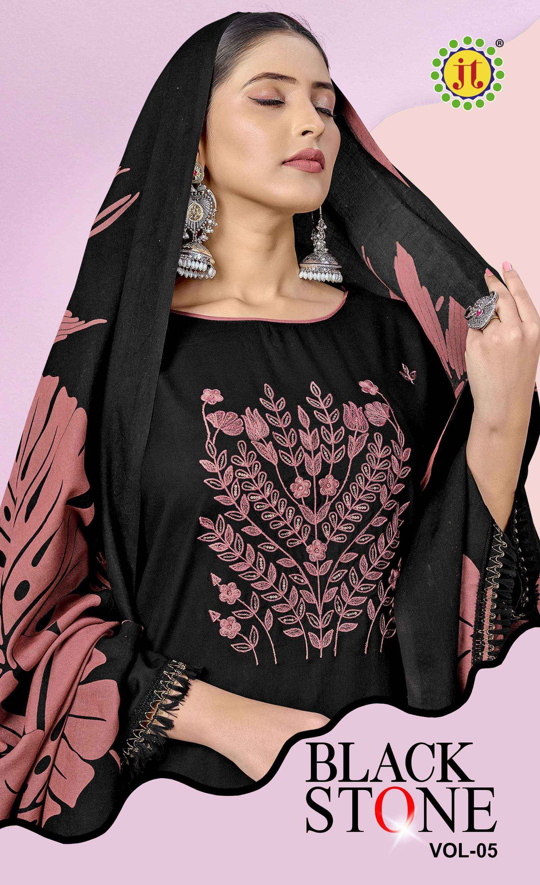 Jt Black Stone Vol 5 Rayon Dress Material 5 pcs Catalogue