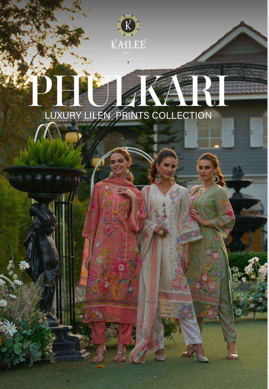 Kailee Fashion Phulkari Linen Cotton Kurti Combo 3 pcs Catalogue