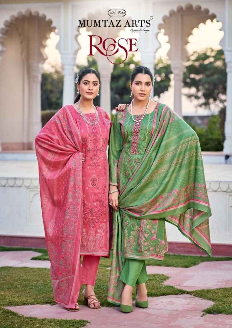 Mumtaz Arts Rose Jam Satin Dress Material 6 pcs Catalogue