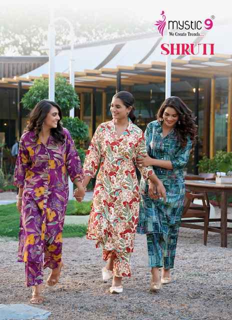 Mystic 9 Shruti Vol 1 Vertican Kurti With Bottom 6 pcs Catalogue