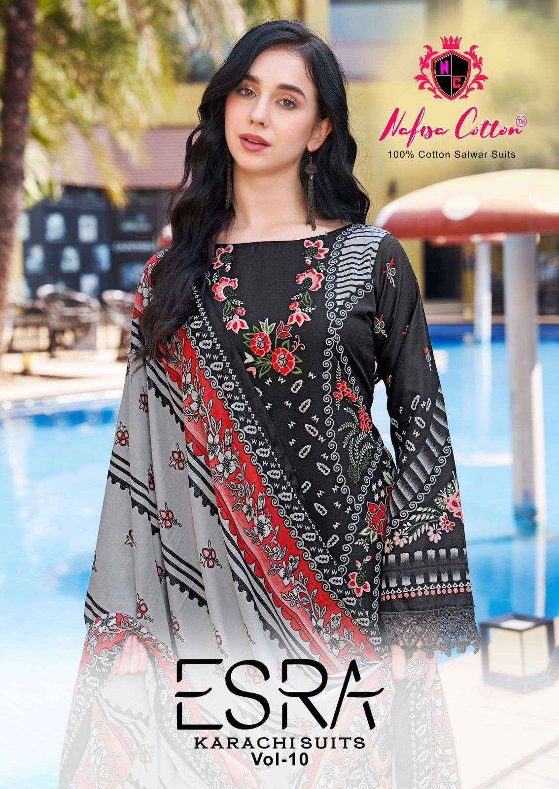 Nafisa Cotton Esra Karachi Vol 10 Cotton Dress Material 6 Pc Catalog