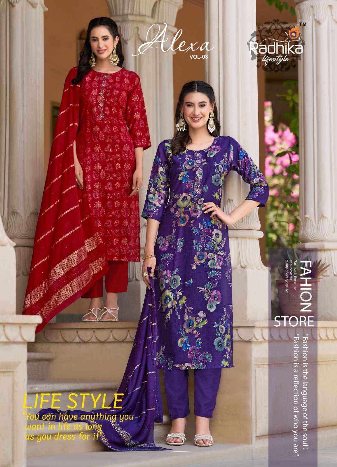 Radhika Lifestyle Alexa Vol 3 Silk Kurti Combo 6 pcs Catalogue