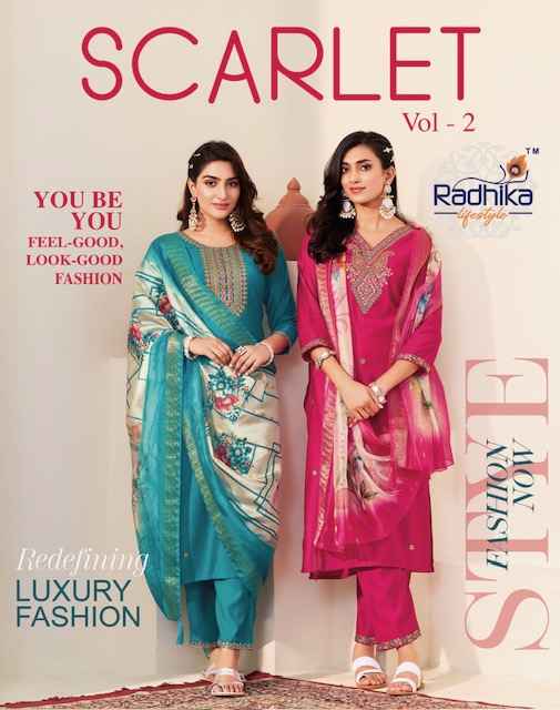 Radhika Lifestyle Scarlet Vol 2 Vertican Silk Kurti Combo 6 Pc Catalog