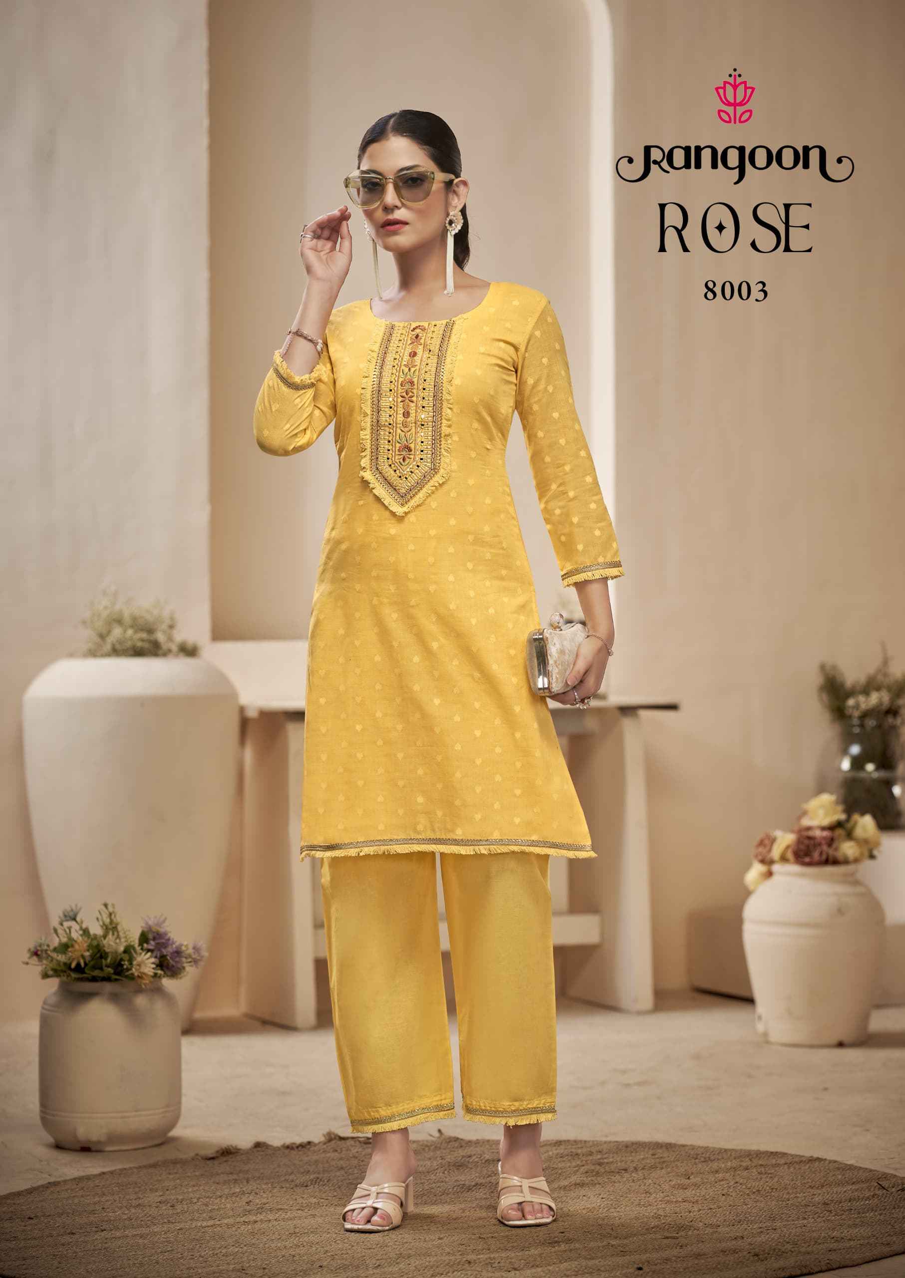 Rangoon Rose Cotton Kurti With Bottom 8 pcs Catalogue