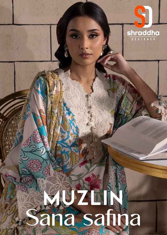 Shraddha Designer Muzlin Sana Safinaz Lawn Cotton Dress Material 8 pcs Catalogue