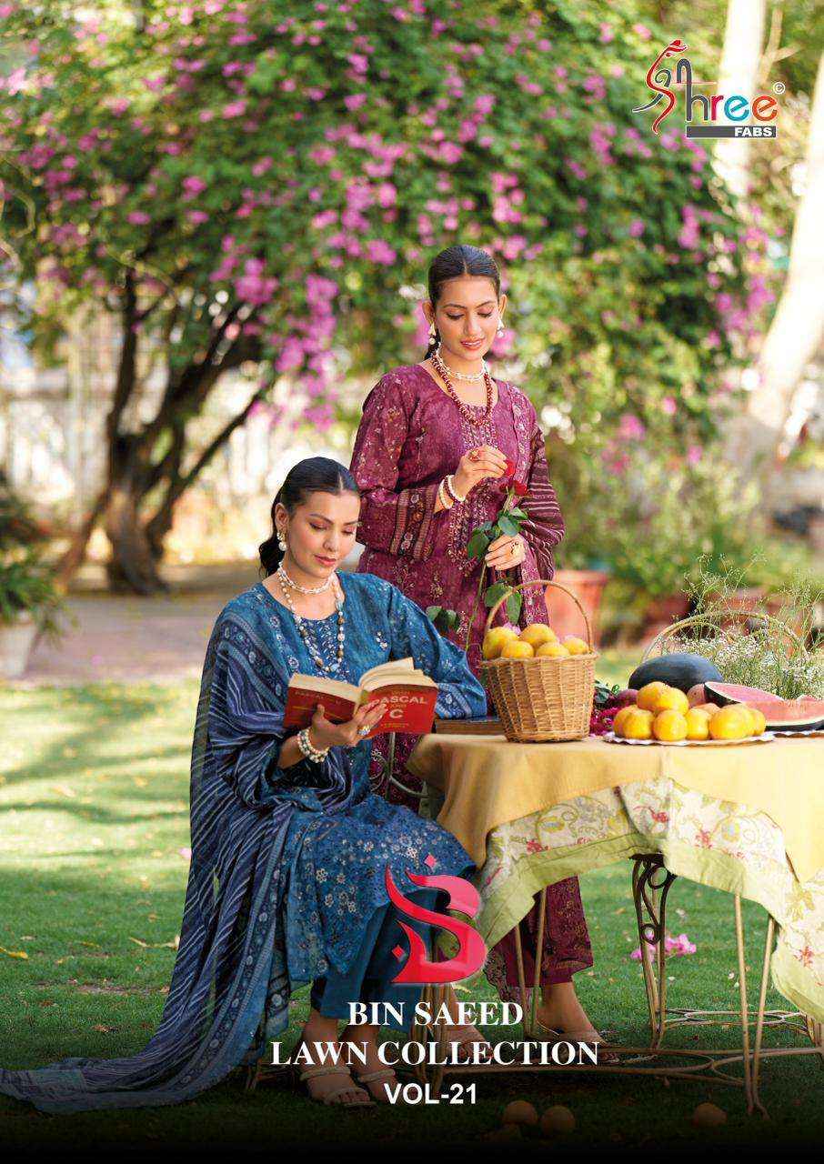 Shree Fabs Bin Saeed Lawn Collection Vol 21 Cotton Dress Material 6 pcs Catalogue