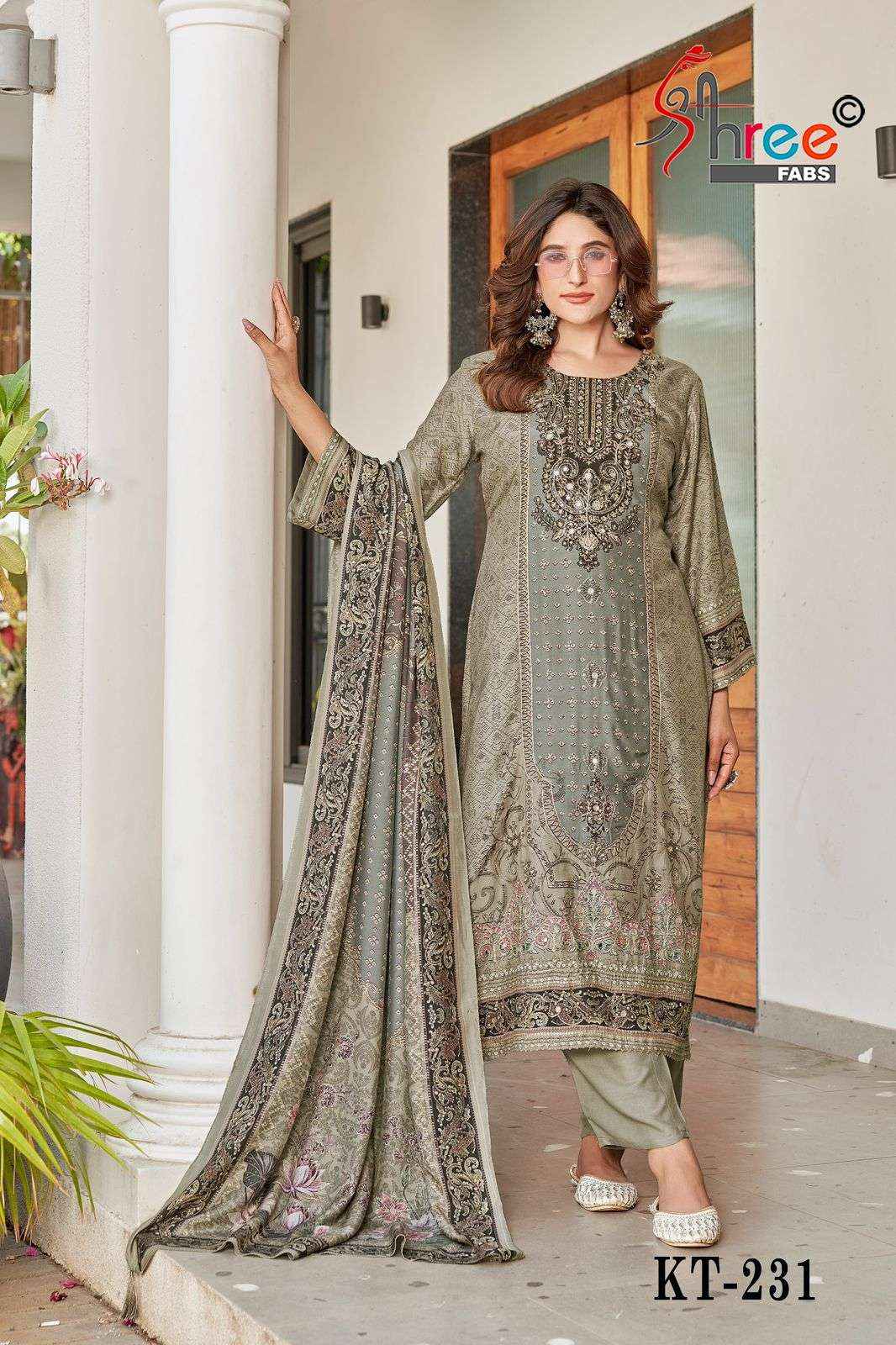 Shree Fabs Kt 231 Viscouse Musline Dress Material 4 pcs Catalogue