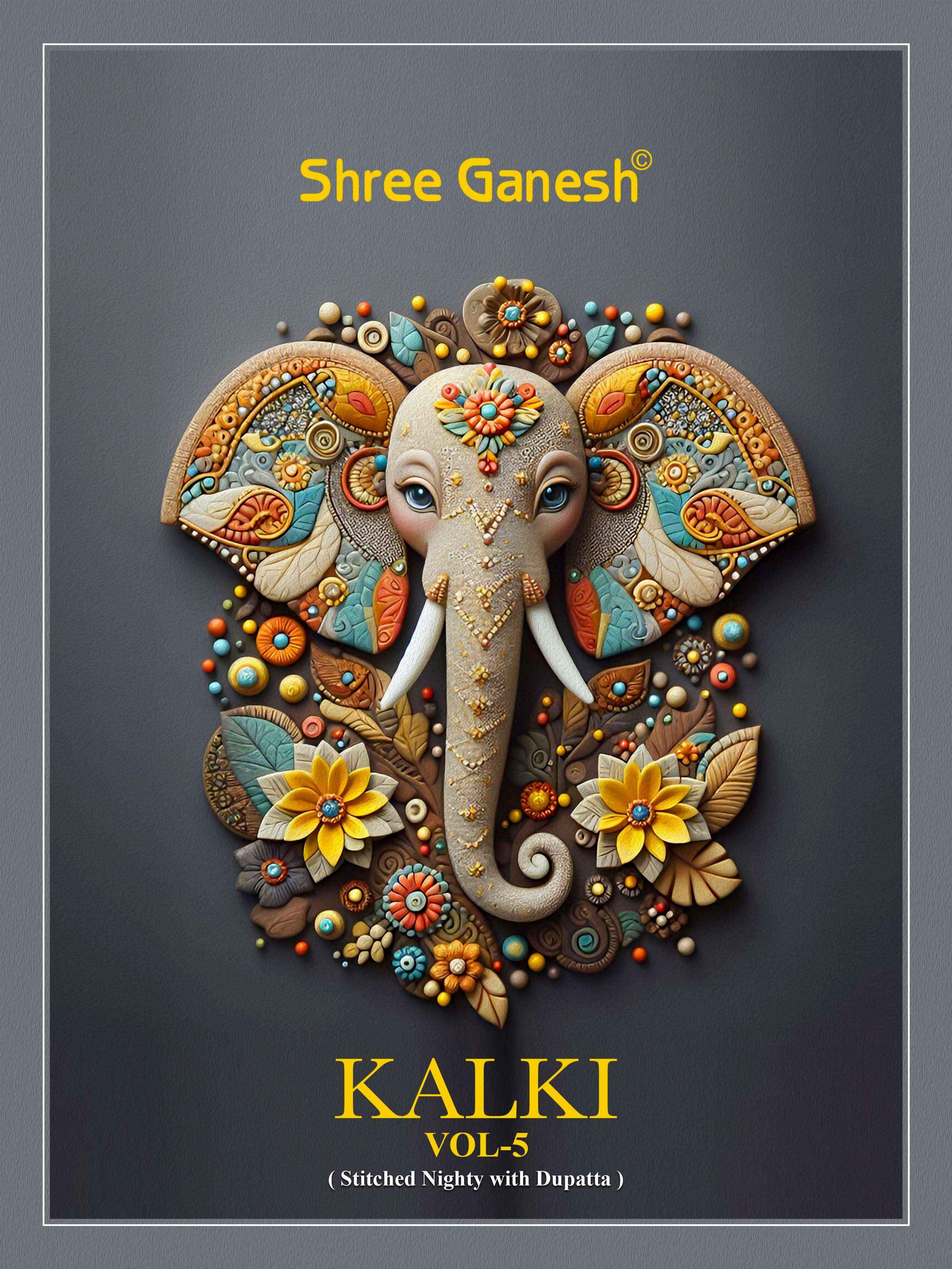 shree ganesh Kalki Vol 5 Cotton Gown With Dupatta 15 pcs Catalogue