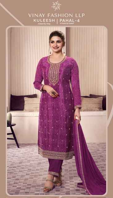 Vinay Kuleesh Pahal Vol 4 Chinon Dress Material 4 pcs Catalogue