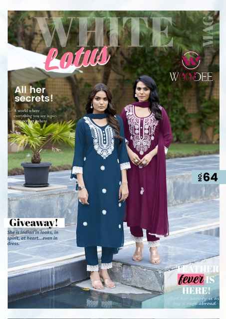 Woodee White Lotus Rayon Kurti Combo 6 pcs Catalogue