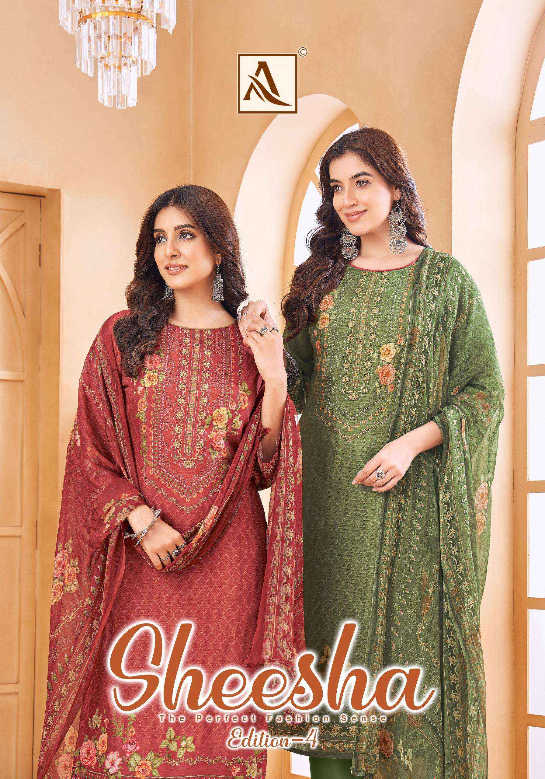 Alok Sheesha Vol 4 Viscose Muslin Dress Material 4 pcs Catalogue