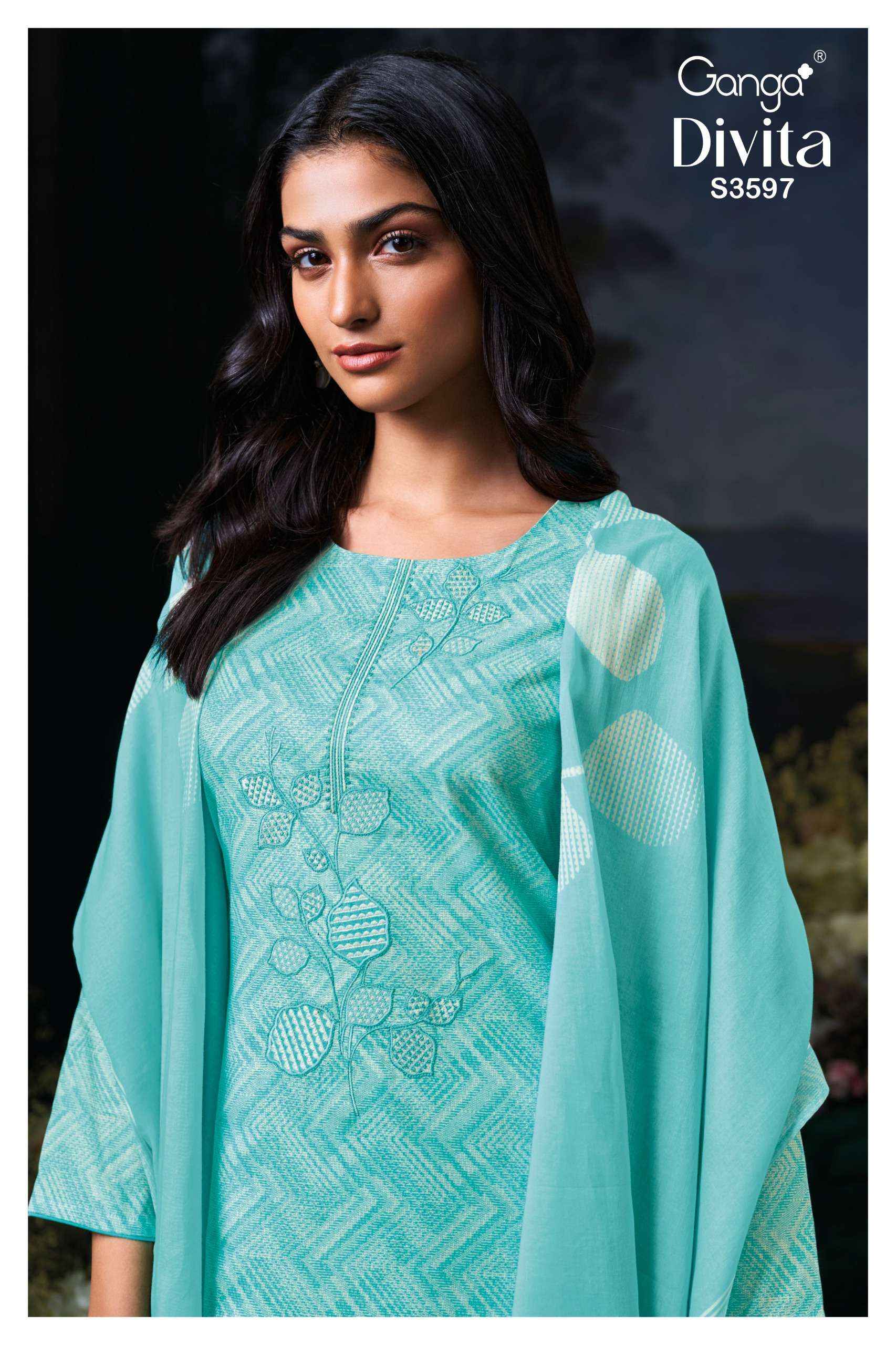 Ganga Divita 3597 Cotton Dress Material 4 pcs Catalogue