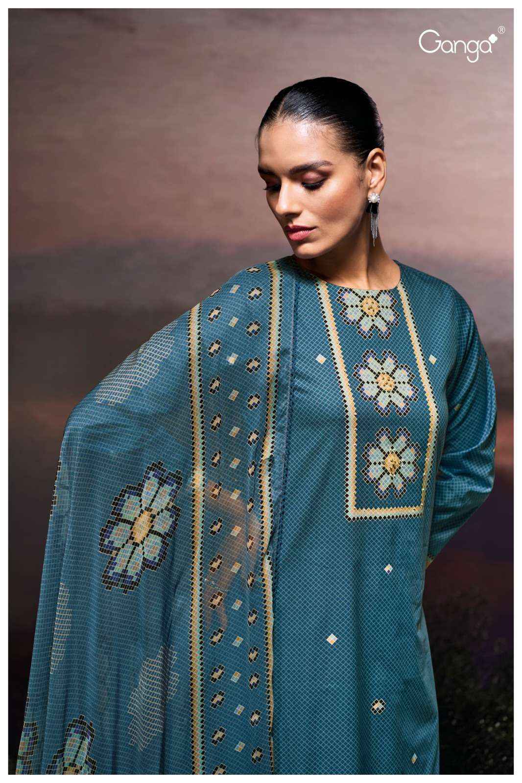 Ganga Gulzara 3687 Satin Cotton Dress Material 4 pcs Catalogue