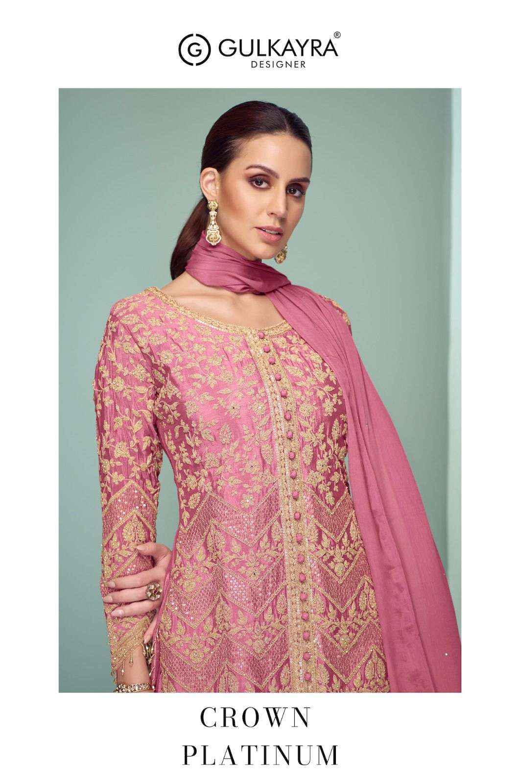 Gulkayra Designer Crown Platinum Readymade Chinon Dress 4 Pc Catalouge