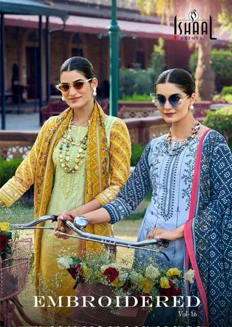 Ishaal Embroidered Vol 16 Lawn Cotton Dress Material 10 pcs Catalogue