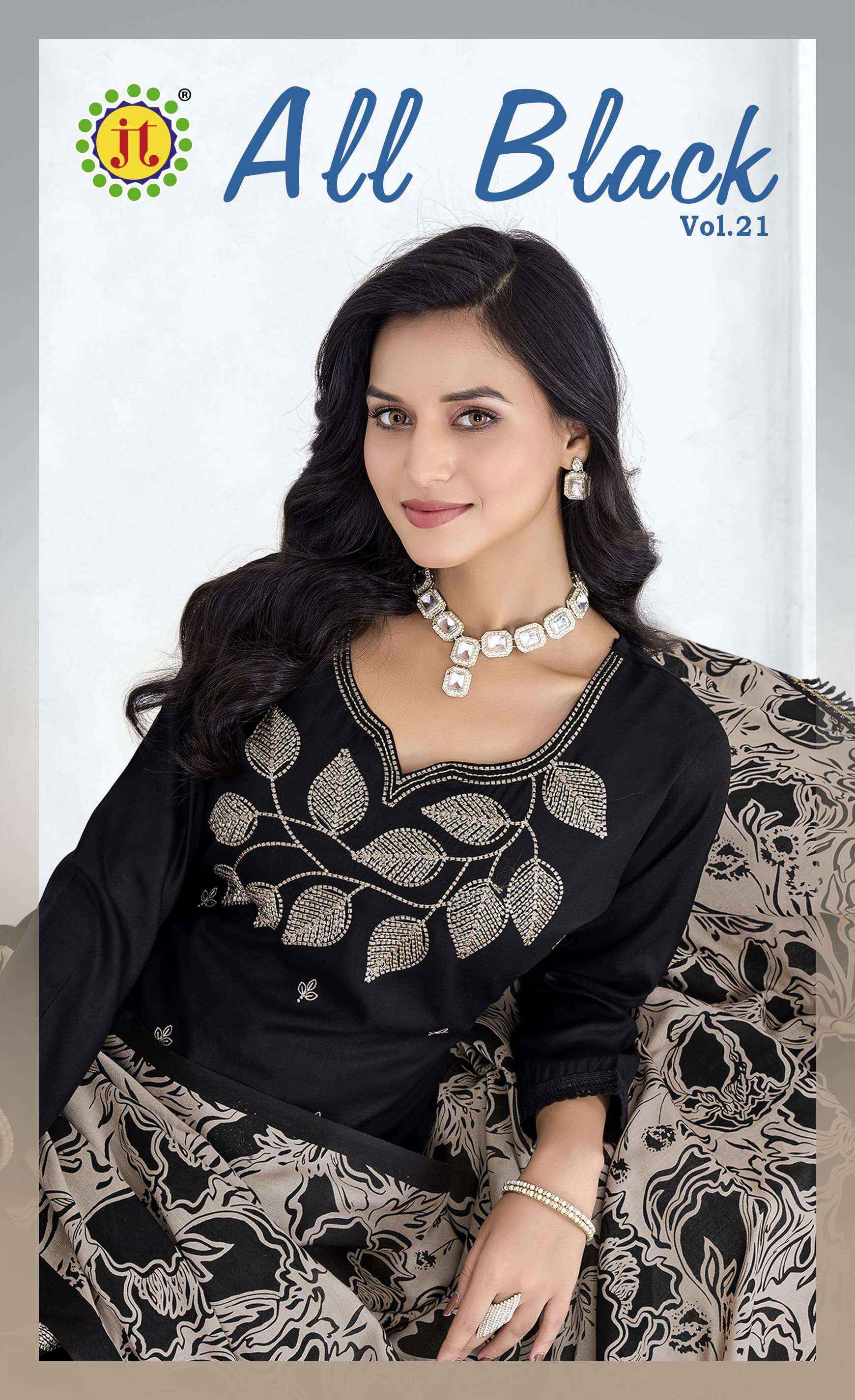 Jt All Black Vol 21 Rayon Dress Material 5 pcs Catalogue