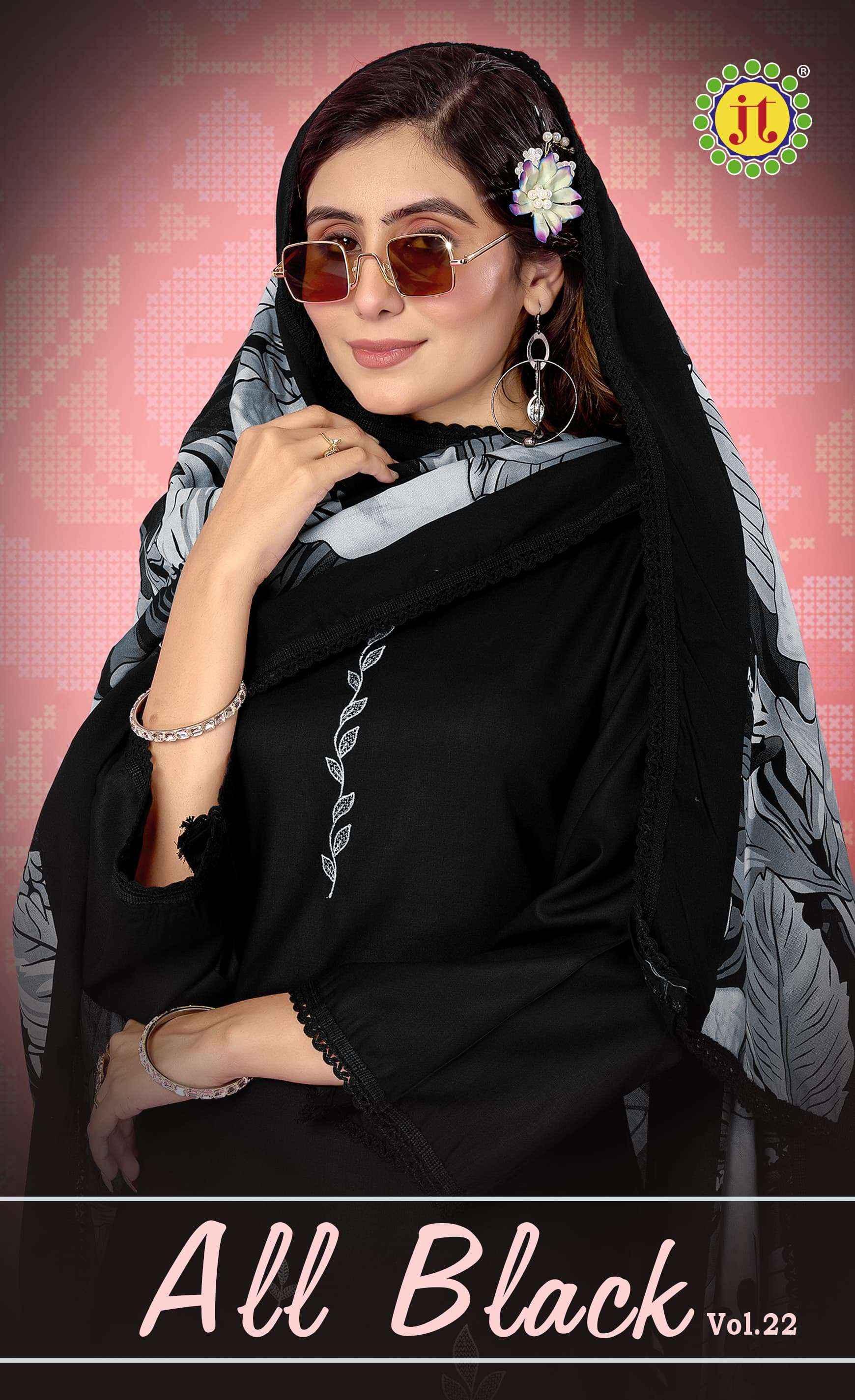 Jt All Black Vol 22 Rayon Dress Material 5 pcs Catalogue