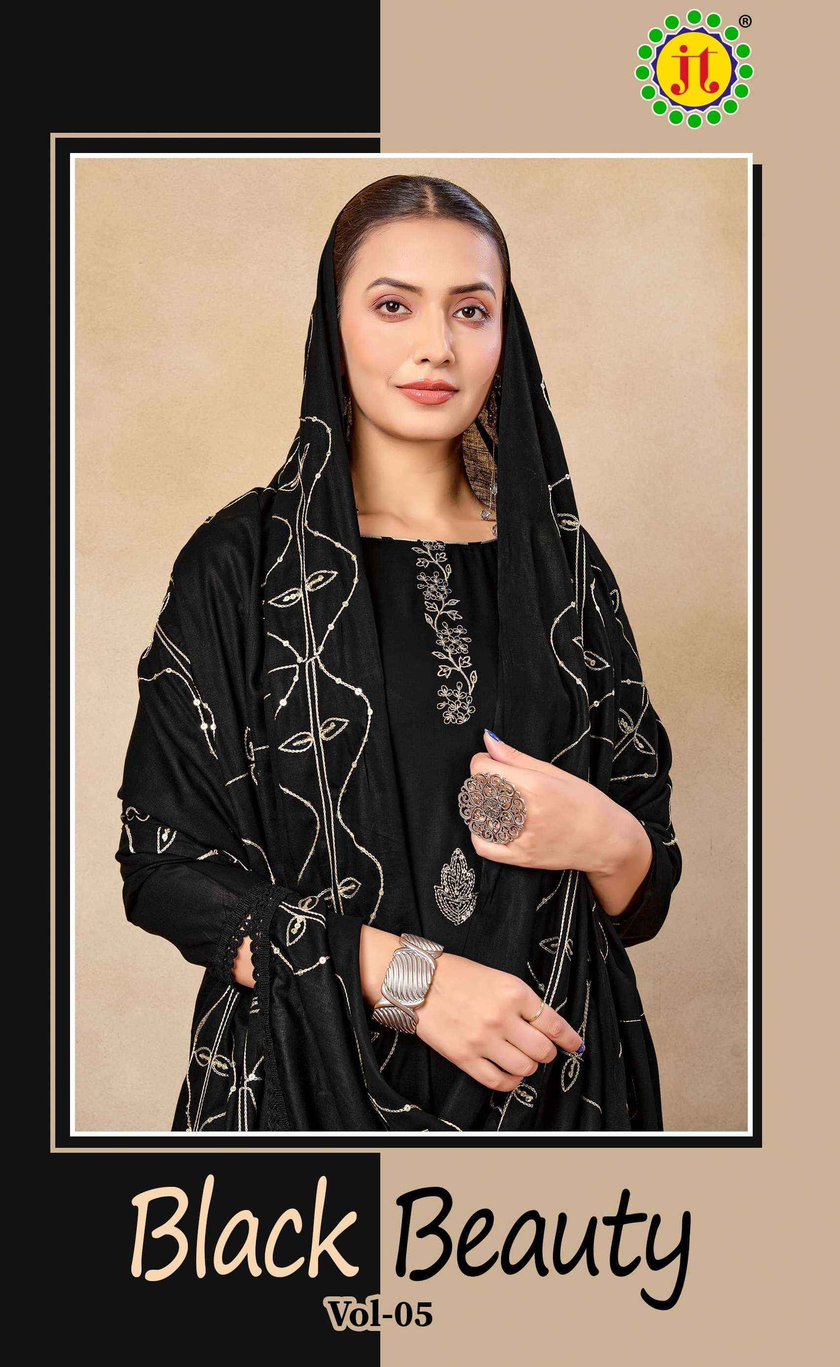 Jt Black Beauty Vol 5 Rayon Dress Material 5 pcs Catalogue