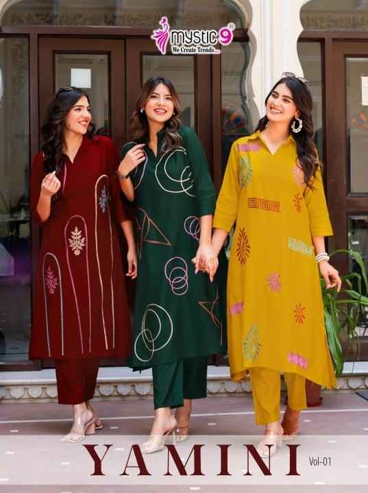 Mystic 9 Yamini Vol 1 Vertican Co Ord Set designer ladies kurtis