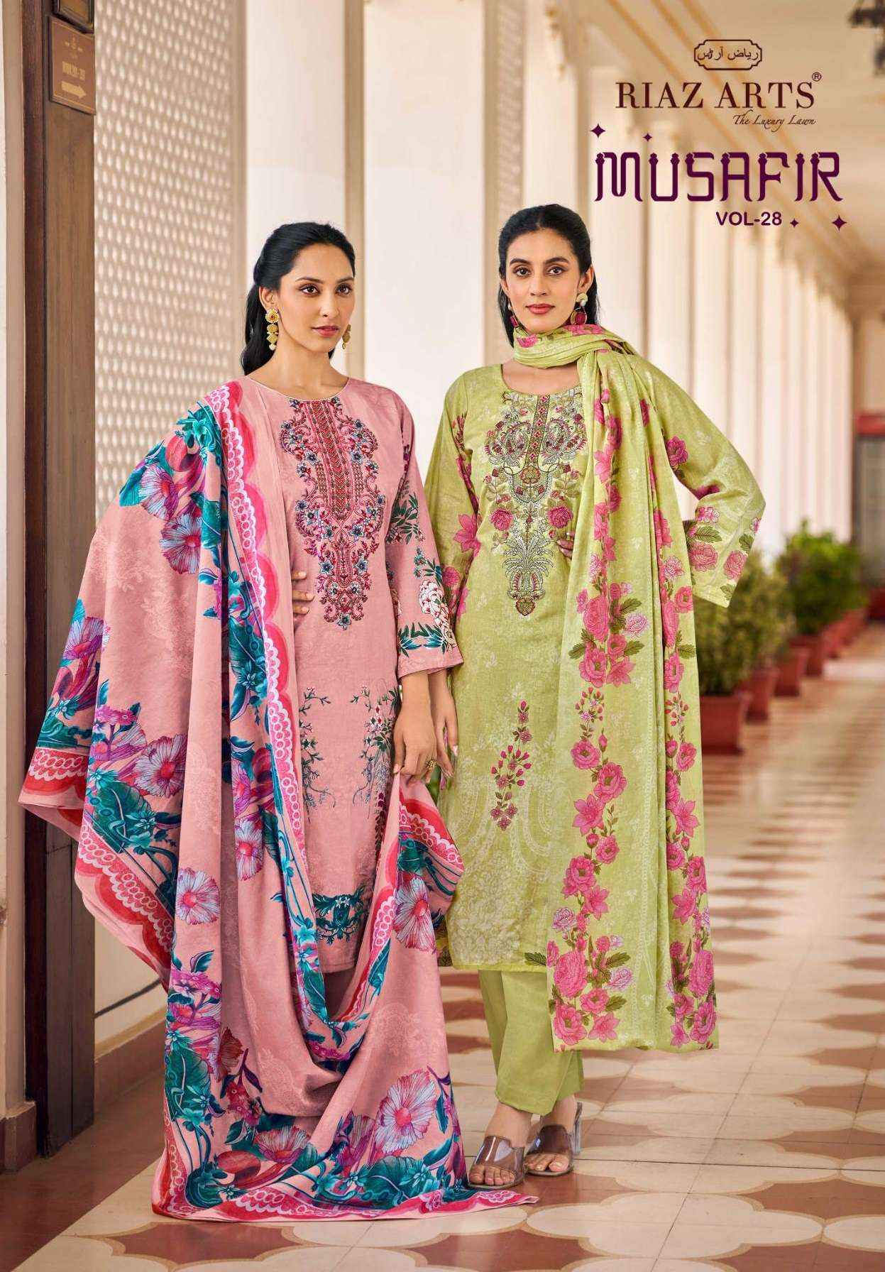 Riaz Arts Musafir Vol 28 Lawn Cotton Dress Material 4 pcs Catalogue