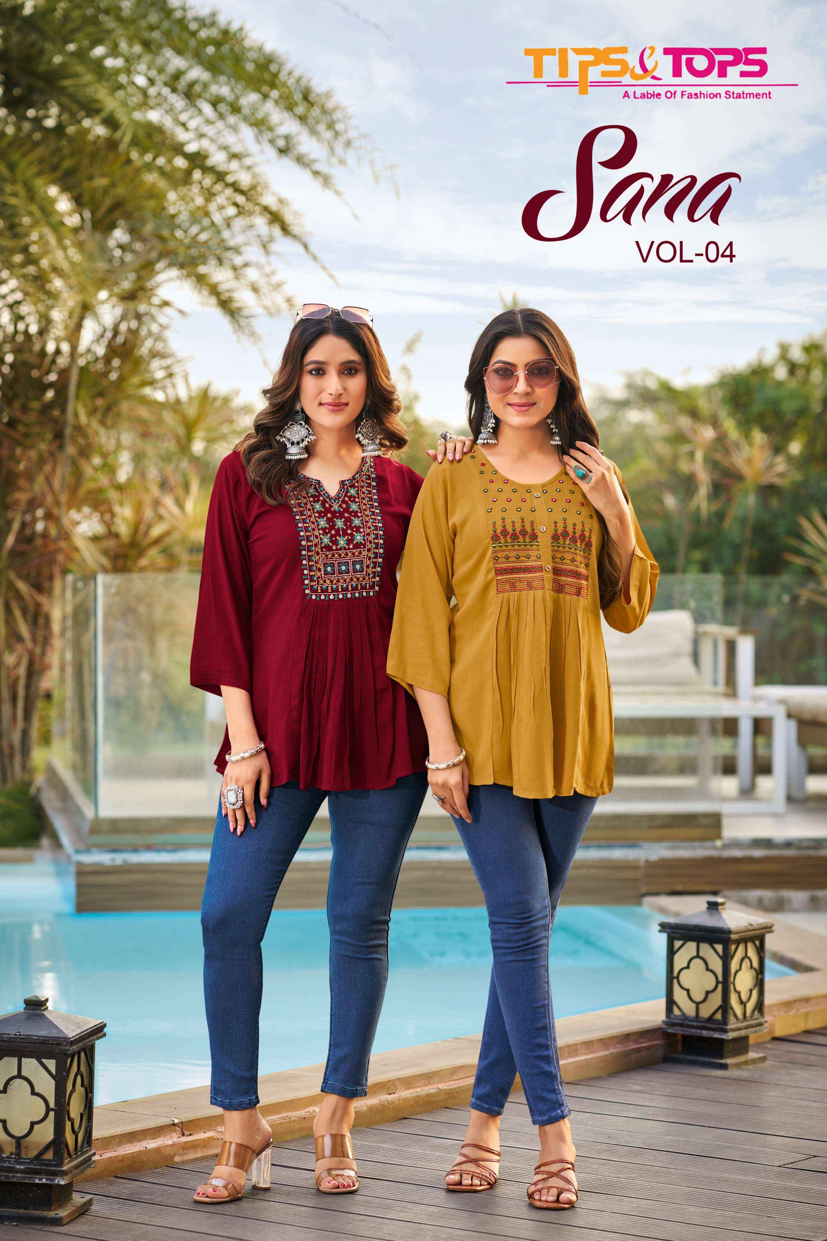 Tips & Tops Sana Vol 4 Rayon Top 8 pcs Catalogue