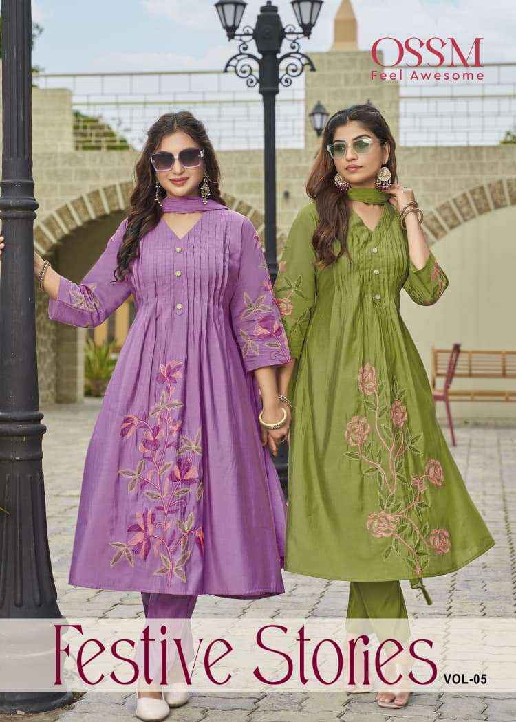 Ossm Festive Stories Vol-5 Readymade Viscose Roman Silk Dress best