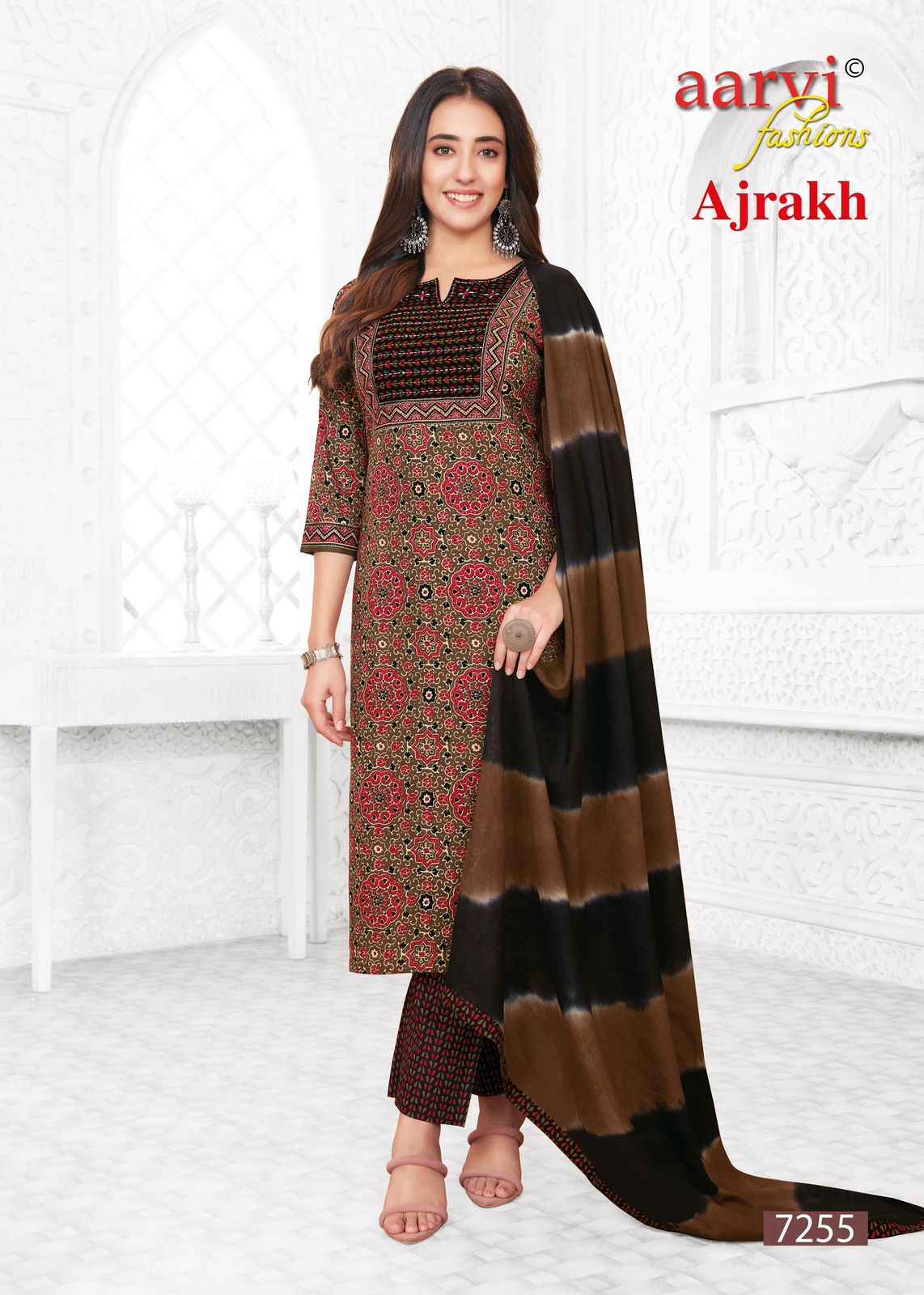 Aarvi Ajrakh Vol 2 Cotton Kurti Combo 7 pcs Catalogue