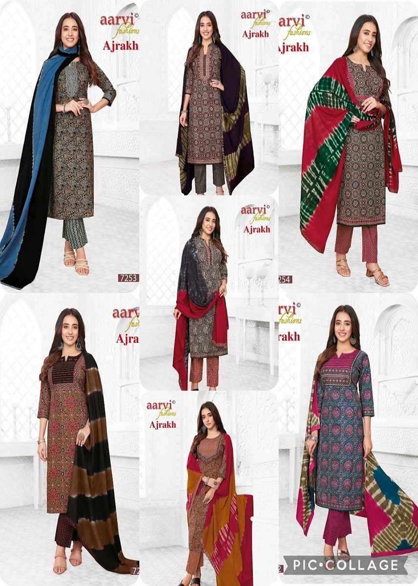 Aarvi Ajrakh Vol 2 Cotton Kurti Combo 7 pcs Catalogue