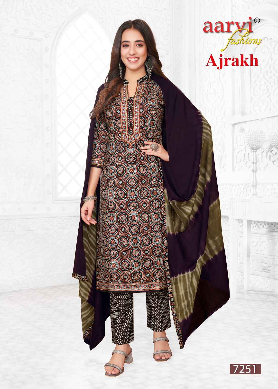 Aarvi Ajrakh Vol 2 Cotton Kurti Combo 7 pcs Catalogue