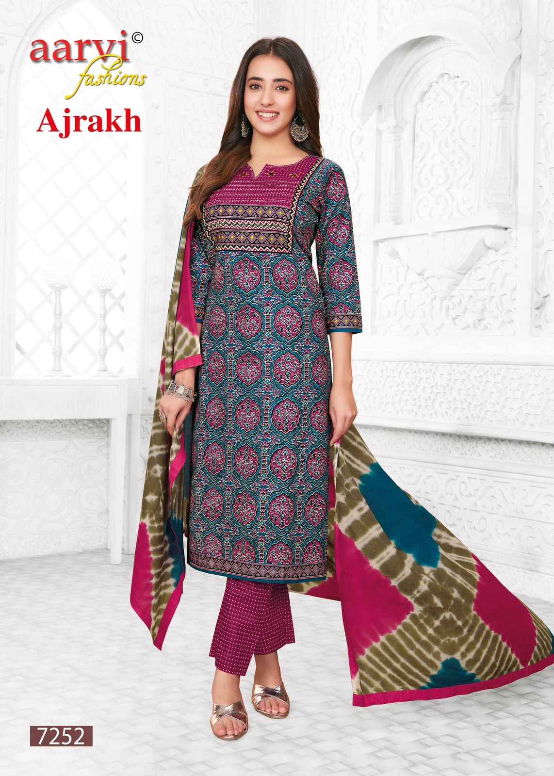 Aarvi Ajrakh Vol 2 Cotton Kurti Combo 7 pcs Catalogue