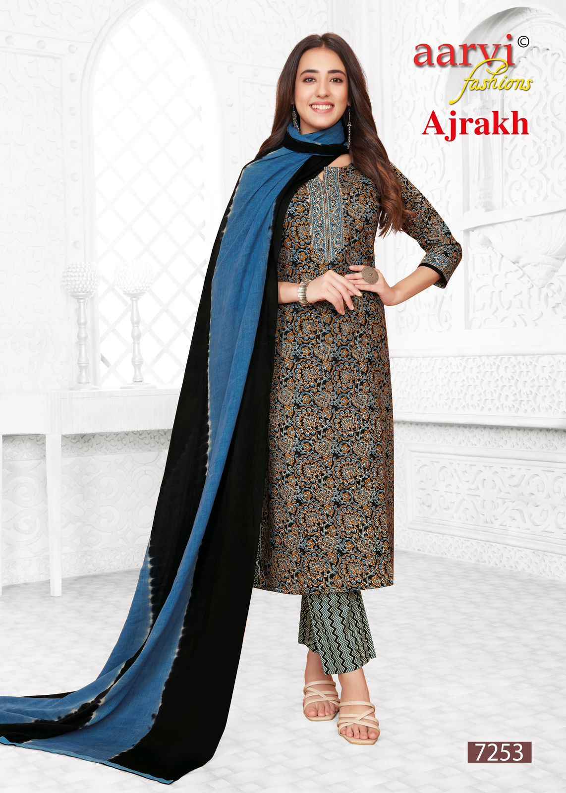 Aarvi Ajrakh Vol 2 Cotton Kurti Combo 7 pcs Catalogue