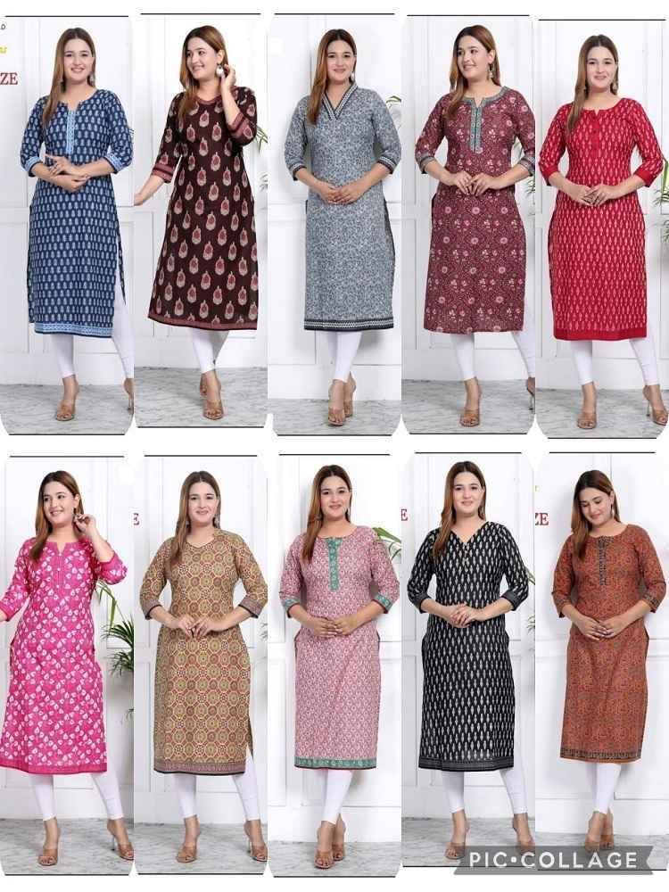 Aarvi Fashion Plus Size Vol 3 Cotton Kurti 10 pcs Catalogue