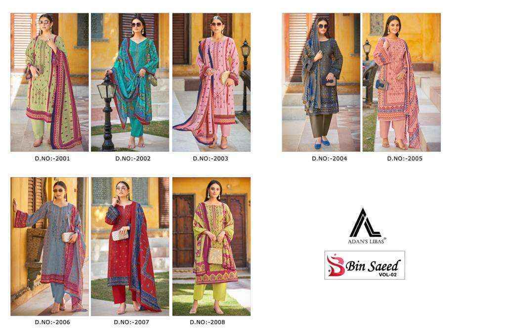 Adan Libas Bin Saeed Vol 2 Cotton Dress Material 8 pcs Catalogue