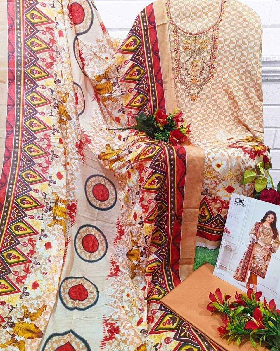 Al Karam Nairah Cotton Dress Material 8 pcs Catalogue