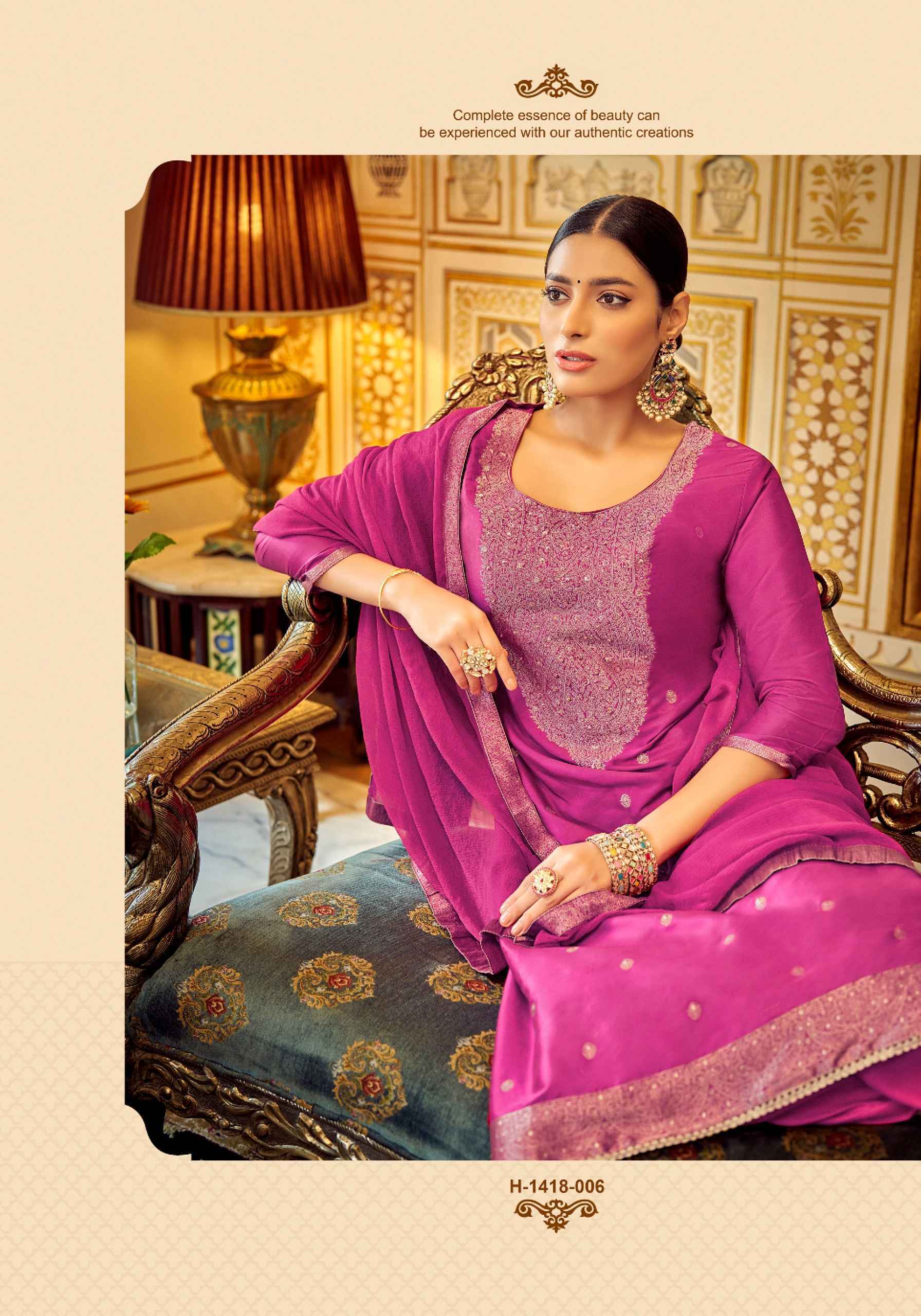 Alok Gharana Jacquard Dress Material 6 pcs Catalogue Online Wholesale Suits Trader