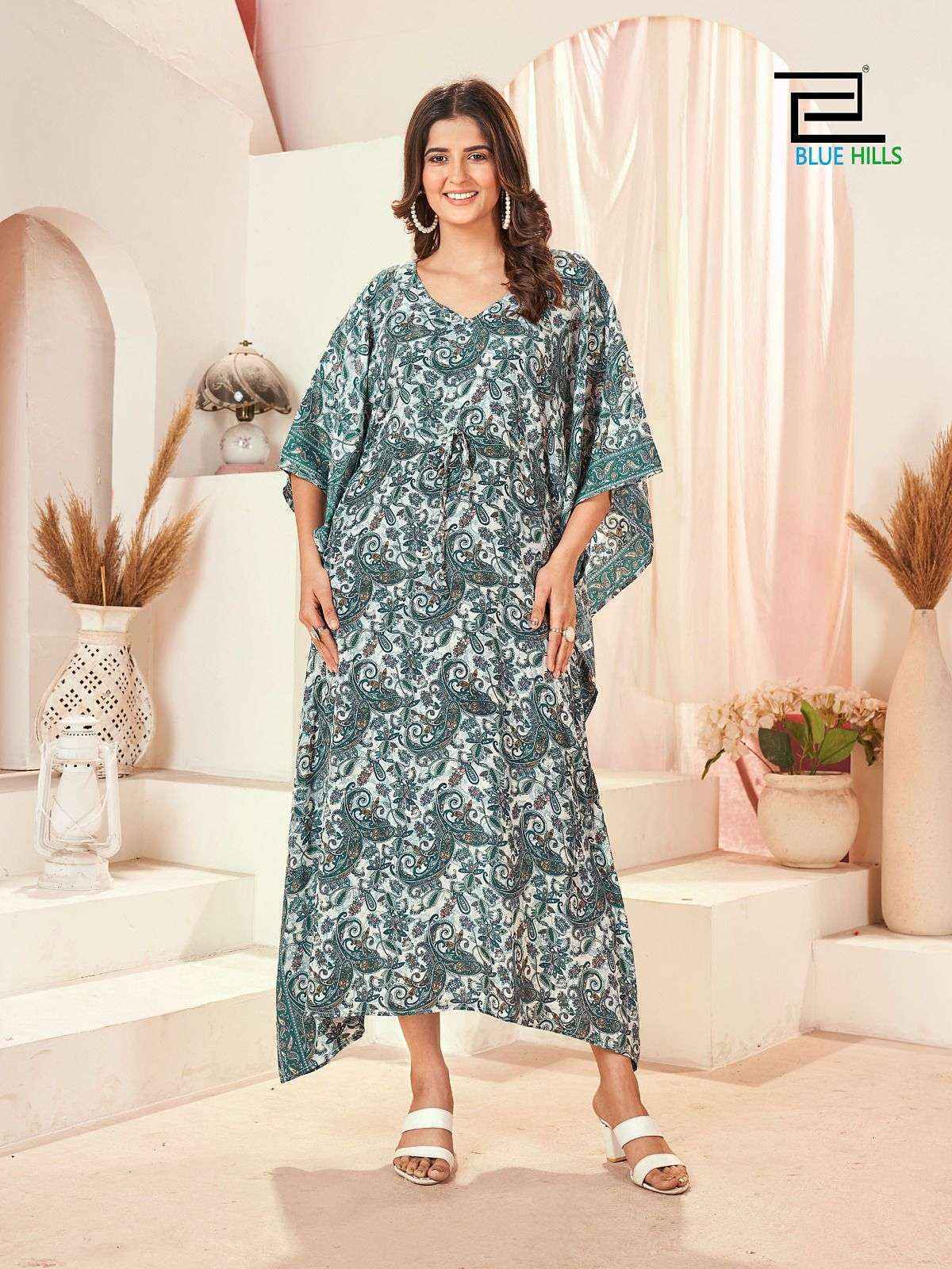 Blue Hills Firewalk Vol 10 Crape Kaftan Online Wholesale Kurtis