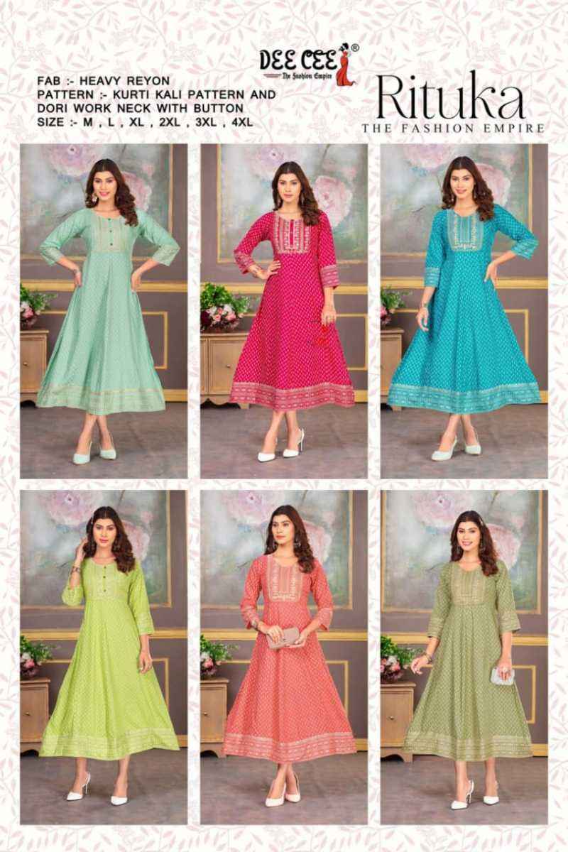 Dee Cee Rituka Rayon kurti 6 pcs Catalogue