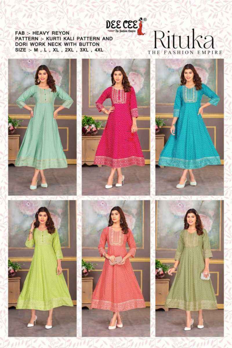 Dee Cee Rituka Rayon kurti 6 pcs Catalogue